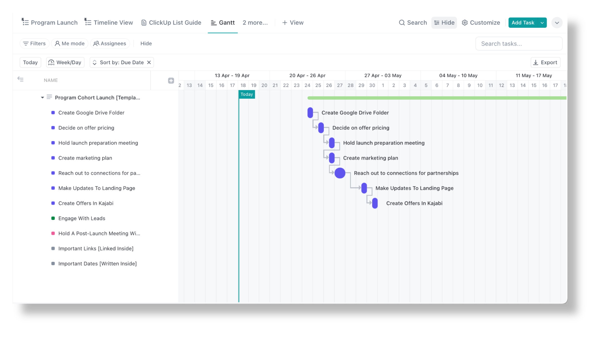 Real Time Project Tracking Using ClickUp Gantt View