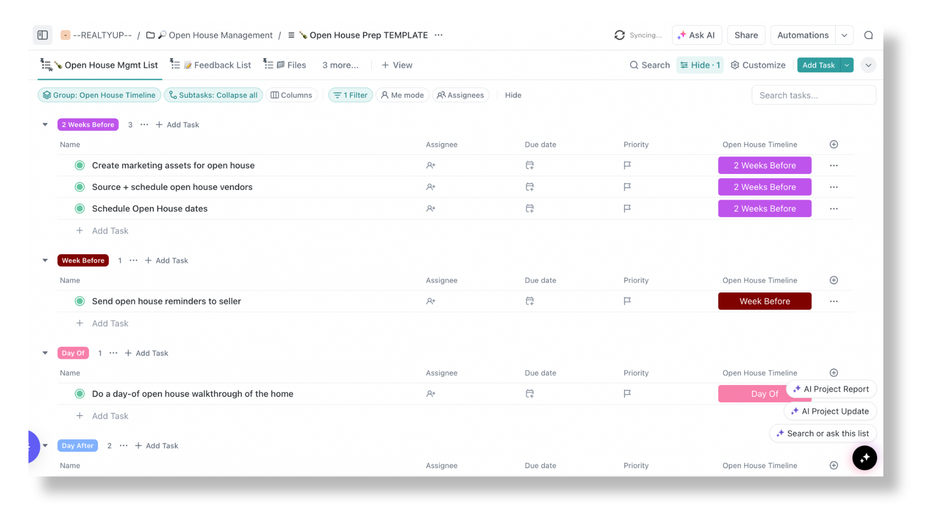 Streamlining Open House Management with ClickUp Realtor Efficiency Suite